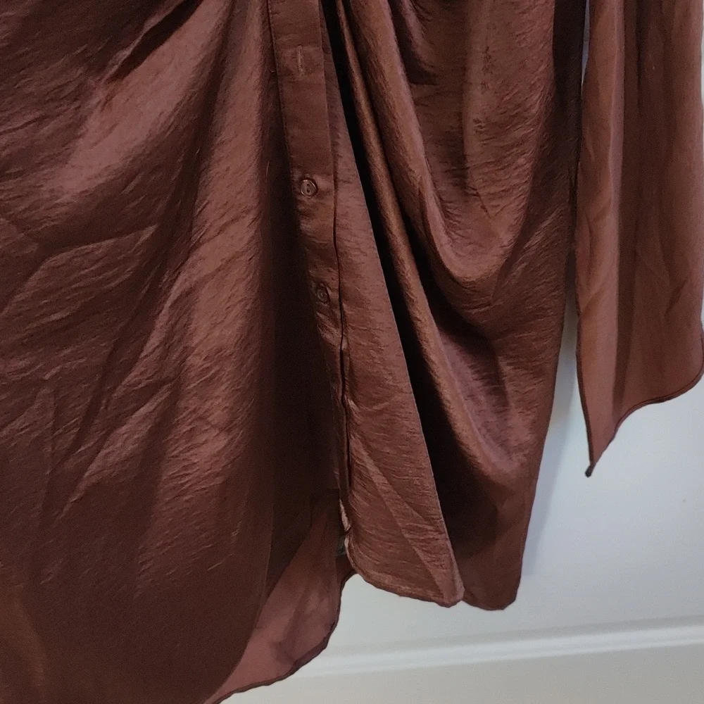 NWOT Steve Madden Elegant Brown Shirt Dress - Picture 5 of 7